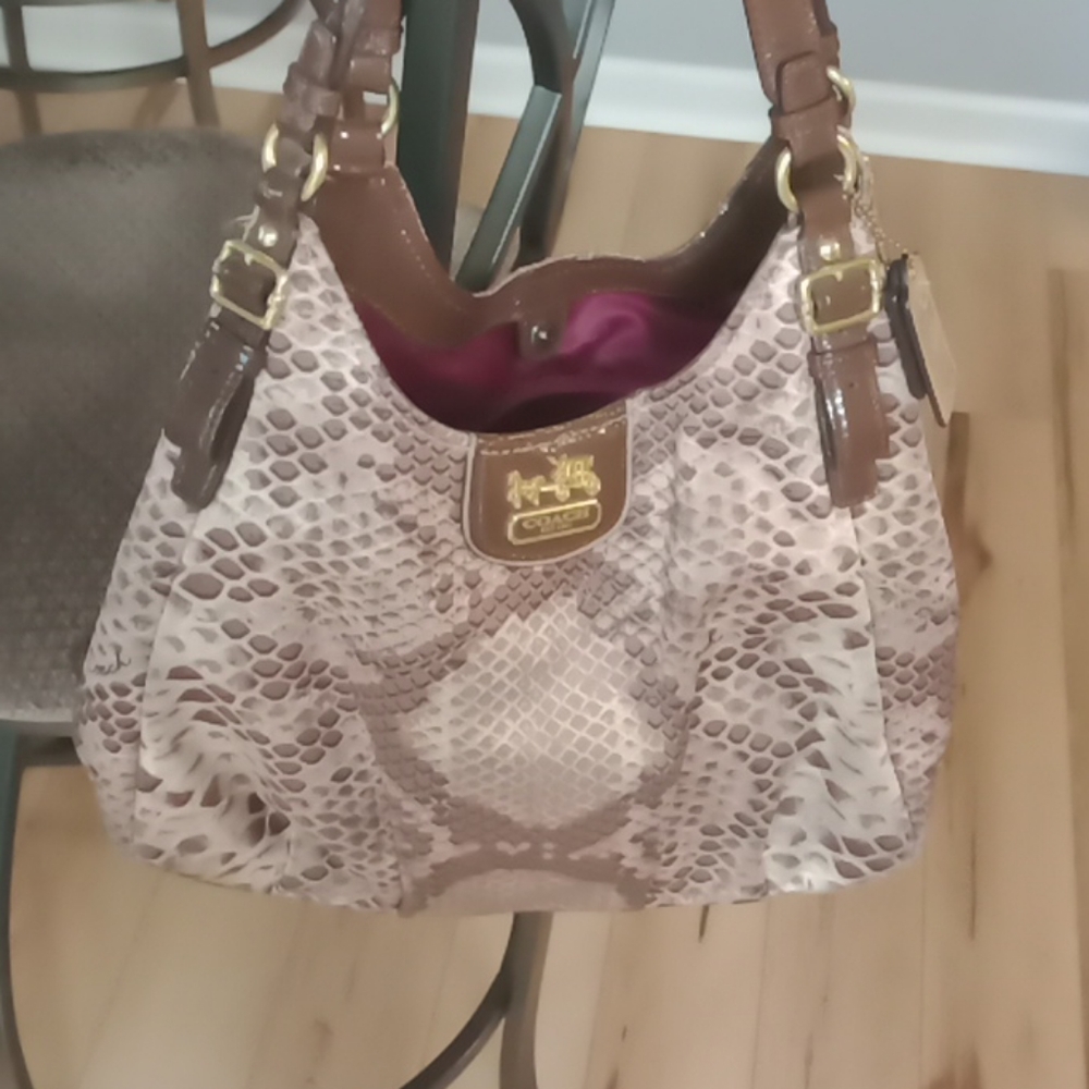 Coach Madison Python Print Maggie Hobo 19843 - image 1